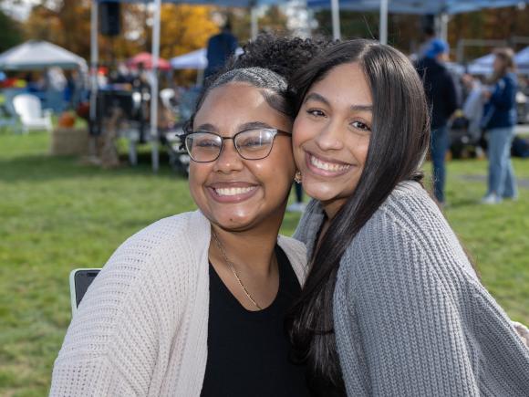 two students at homecoming