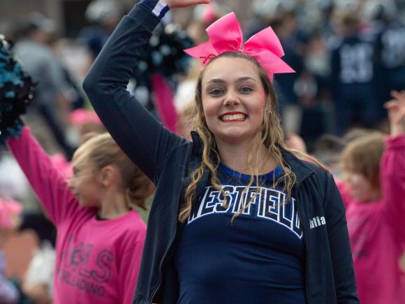 cheerleader with westfield state gear