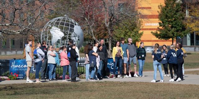 Fall Open House at Westfield State with prospective students and families on a guided campus tour.