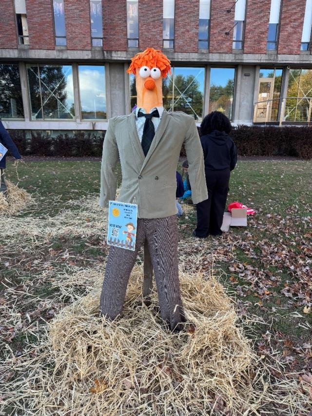 Scarecrow dressed like a cartoon character