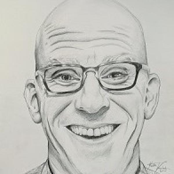 Sketch drawing of art faculty member David Shapleigh.